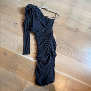 Lanvin One Shoulder Black Dress